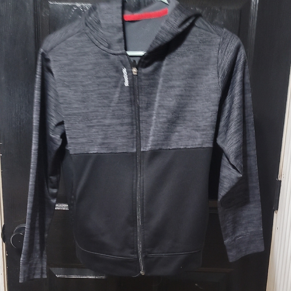 Youth Reebok Black Heather Zip-Up Hooded Jacket -